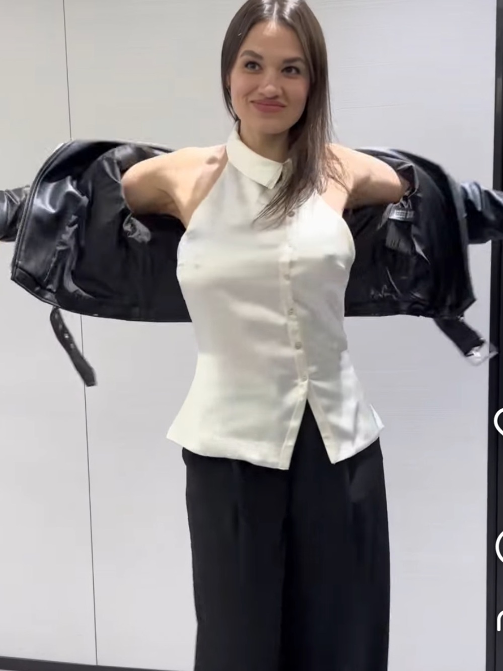 Classic White Halter Button-Front Top